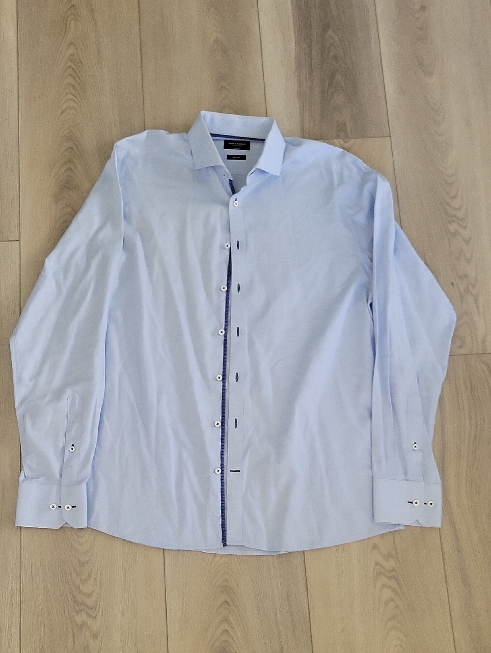 Light Blue Men's Dress Shirt with Contrast Placket - Modern Fit